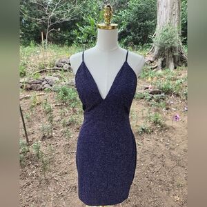 Emerald Sundae Navy Sparkly Lace Back‎ Dress
